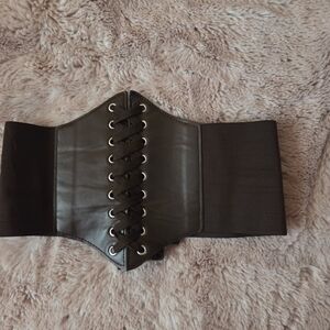 Black Lace-Up Corset Belt